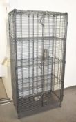 1 x Wines / Spirits Lockable Security Cage - 4 Tier Shelves, Coated Finish and Integrated Lock