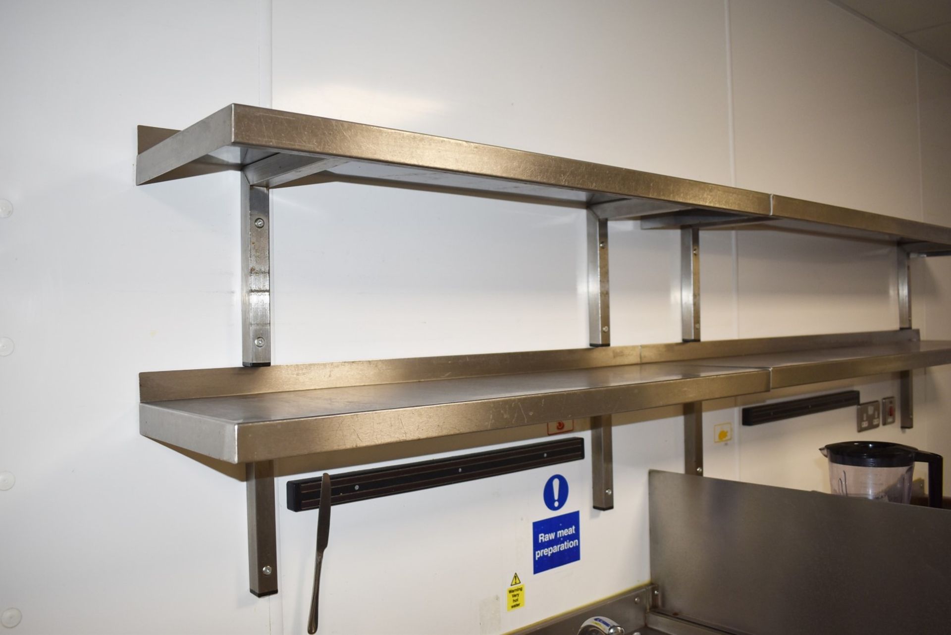 6 x Stainless Steel Wall Mounted Shelves With Mounting Brackets - Sizes W57/W104/W156 cms 2 of Each - Image 4 of 5