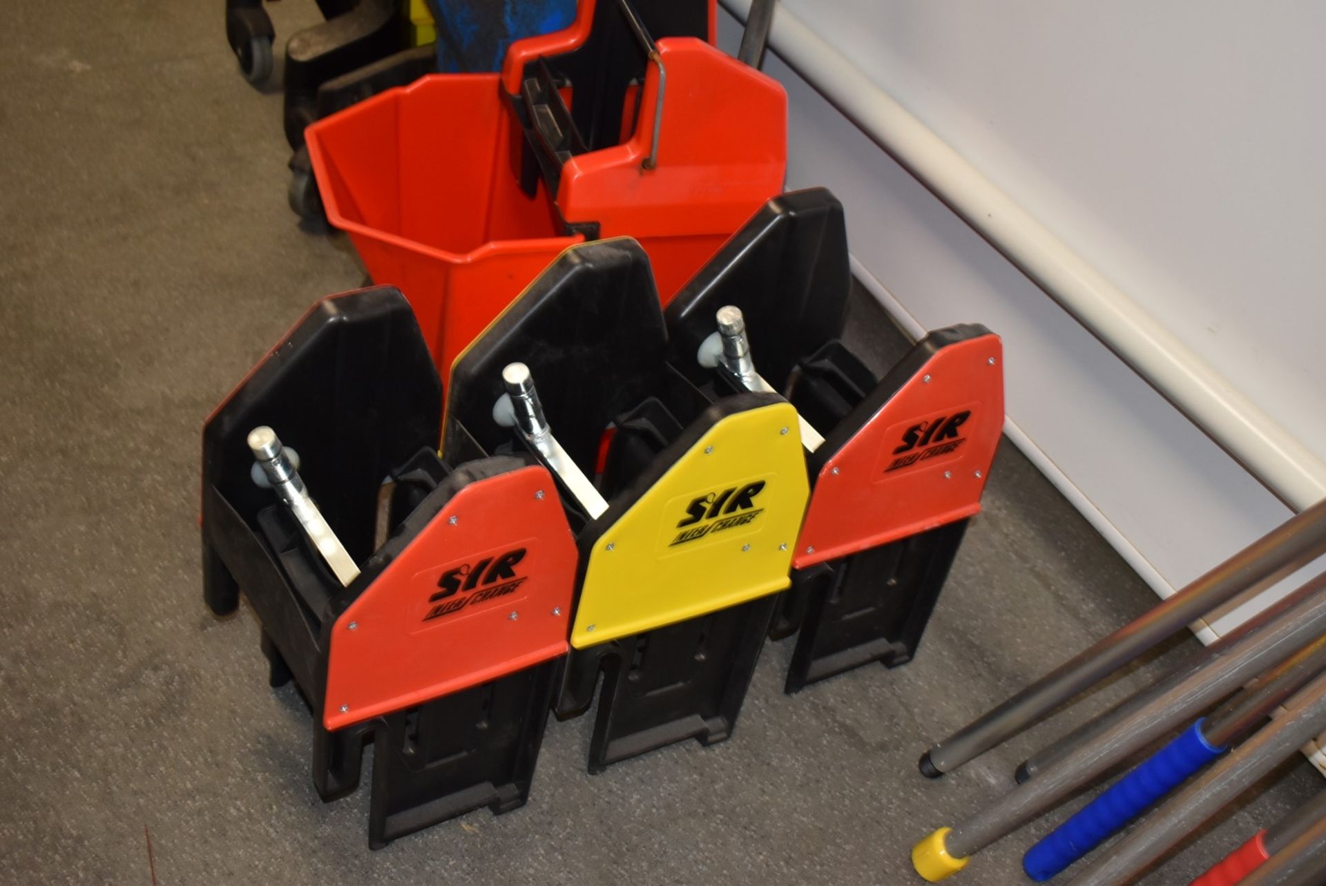 1 x Assorted Collection of Commercial Mop Buckets, Spare Squeeze Wringers and 18 x Mop Handles - Image 5 of 8