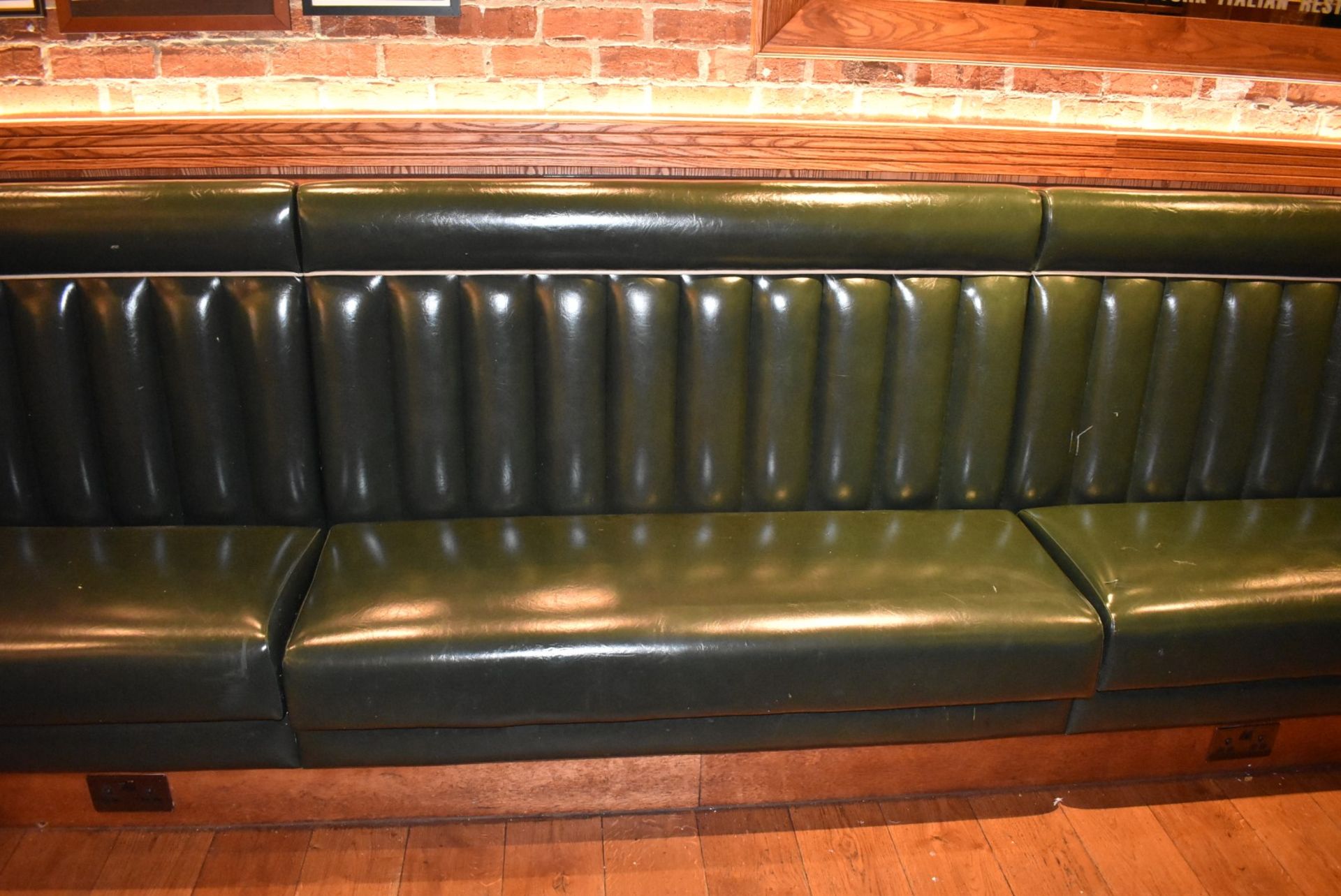 7.1-Metres Of Restaurant Booth Seating (5 x Sections) - Upholstered In Dark Green Faux Leather - Image 4 of 5