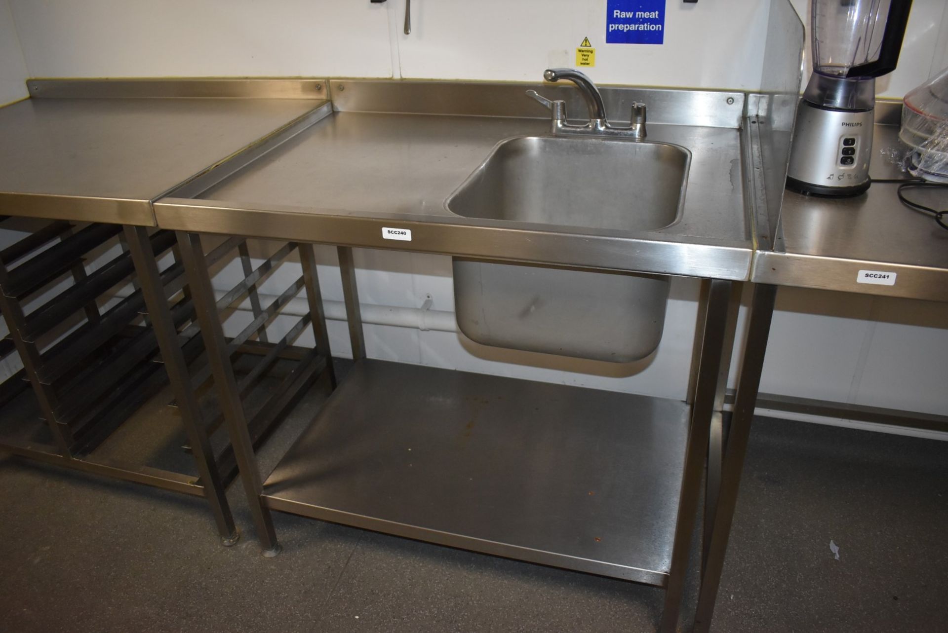 1 x Commercial Wash Unit With Large Sink Bowl, Mixer Tap, Undershelf, Upstand and Anti Spill Surface - Image 5 of 6