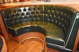 1 x Restaurant C-Shape Seating Booth In Green, With Faux Leather Upholstery With Buttoned High Backs