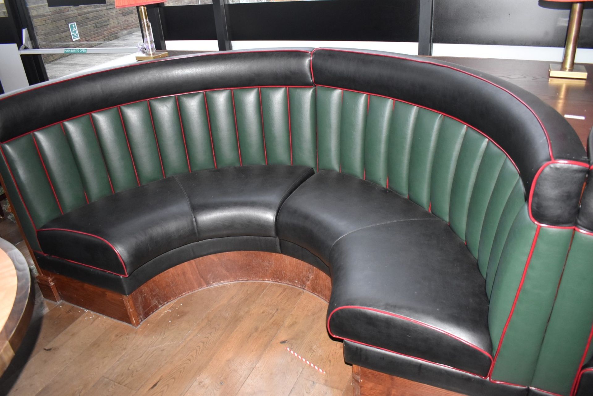 2 x Restaurant C-Shape 4 Person Seating Booth - Green and Black Vertical Fluted Back Upholstery - Image 9 of 13