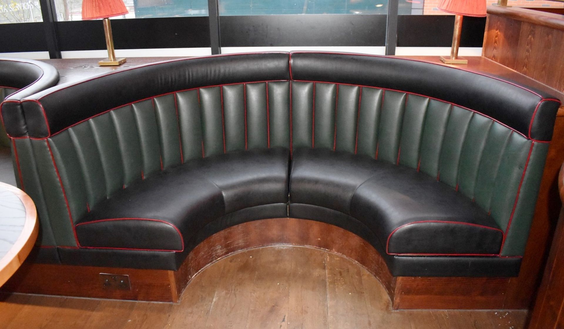 2 x Restaurant C-Shape 4 Person Seating Booth - Green and Black Vertical Fluted Back Upholstery - Image 13 of 13
