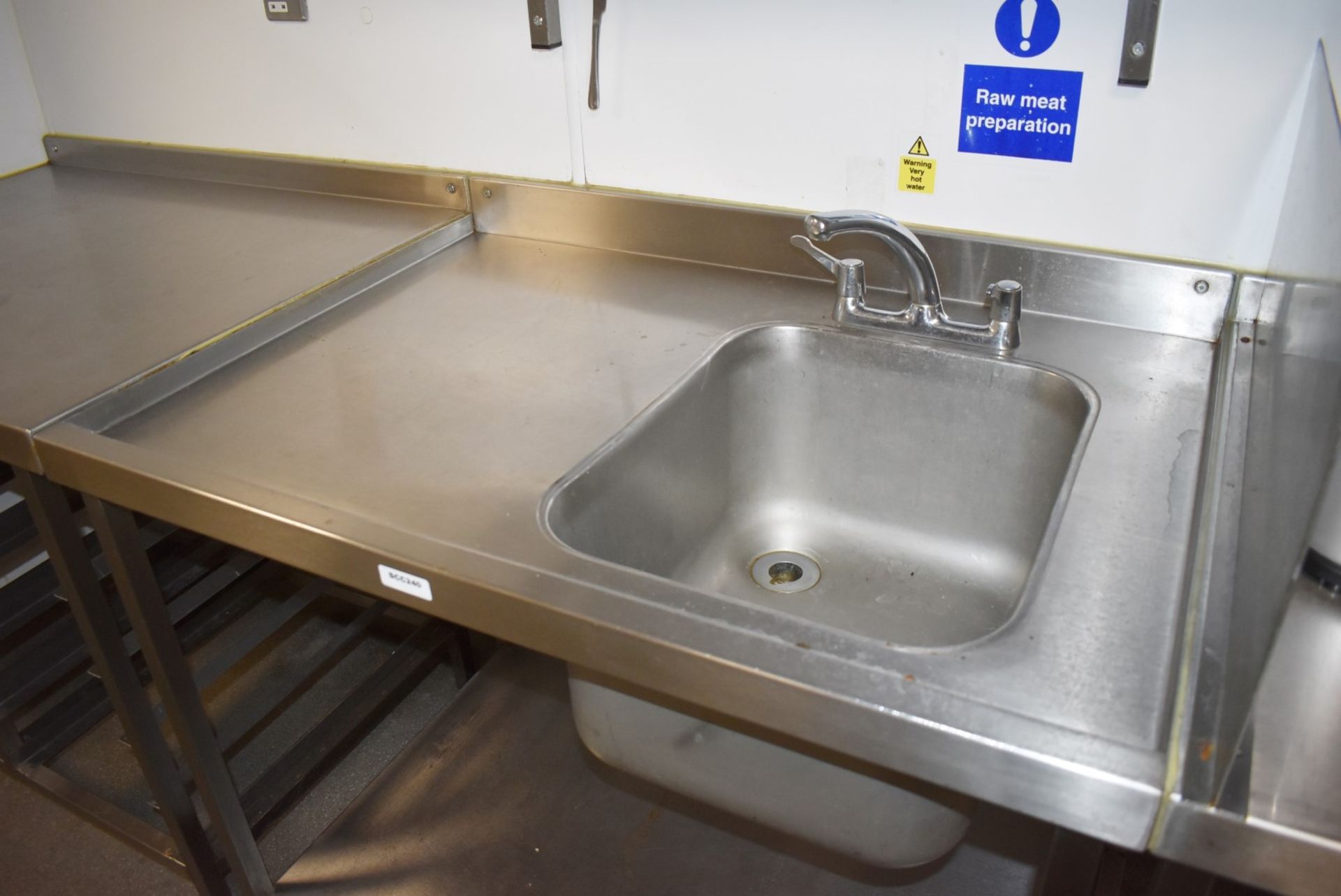 1 x Commercial Wash Unit With Large Sink Bowl, Mixer Tap, Undershelf, Upstand and Anti Spill Surface - Image 4 of 6