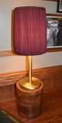 5 x Fixed Table Lamps With a Brass Finish and Burgundy Shades