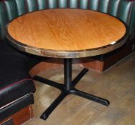 1 x Round Restaurant Table With a 105cm Diameter - Features a Two Tone Wooden Top and Cast Iron Base