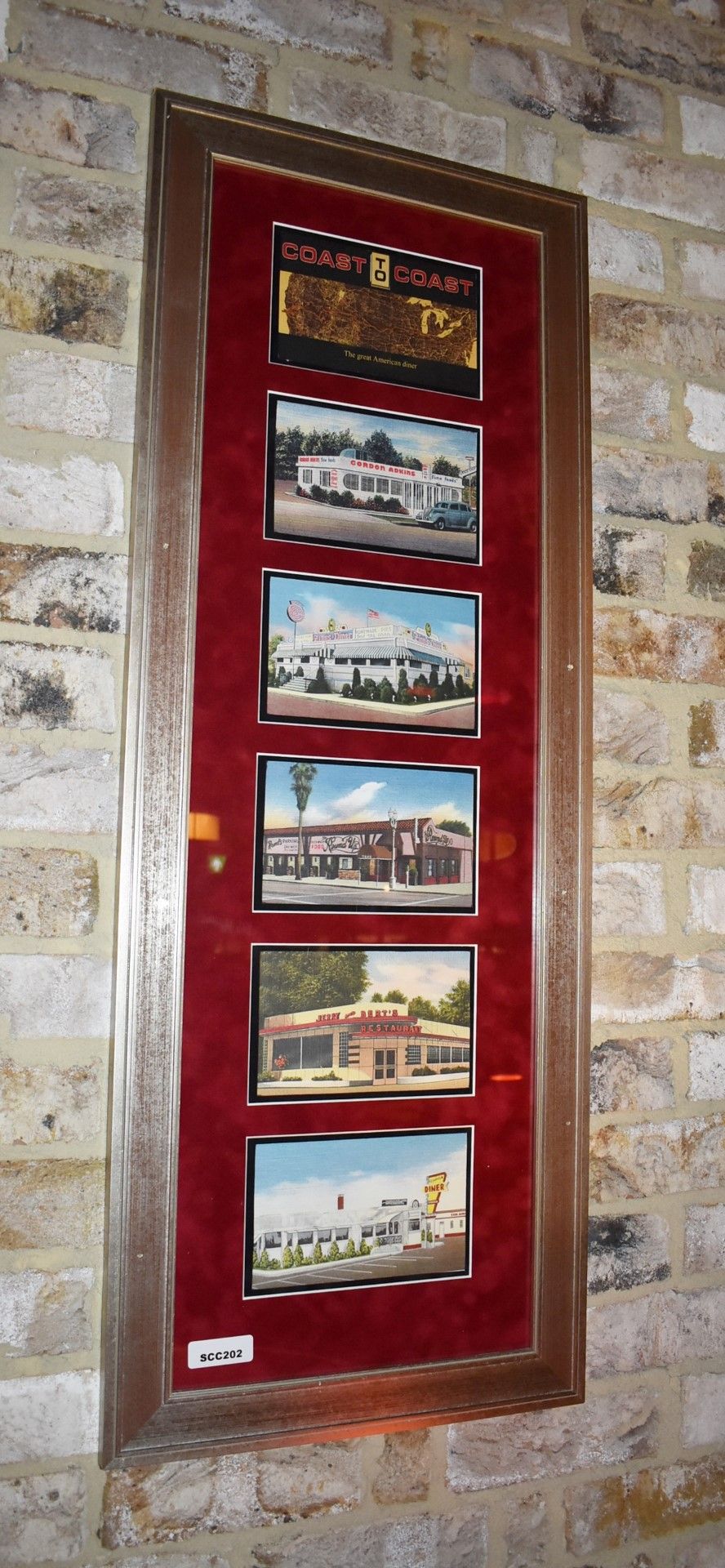 1 x Framed Wall Picture Featuring Images of American Diners / Restaurants