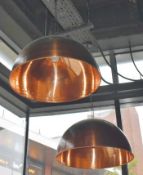 2 x Large Copper Dome Light Pendants - Size: Height 40cms x Diameter 65cms x Drop 50cms