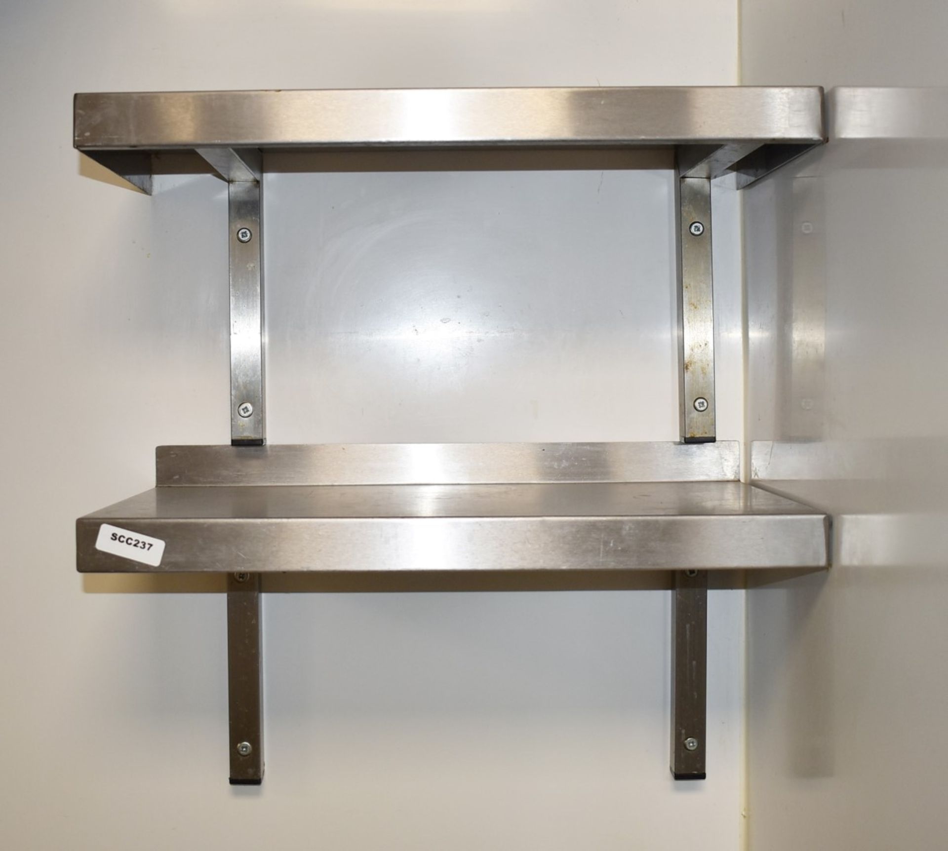 6 x Stainless Steel Wall Mounted Shelves With Mounting Brackets - Sizes W57/W104/W156 cms 2 of Each - Image 2 of 5