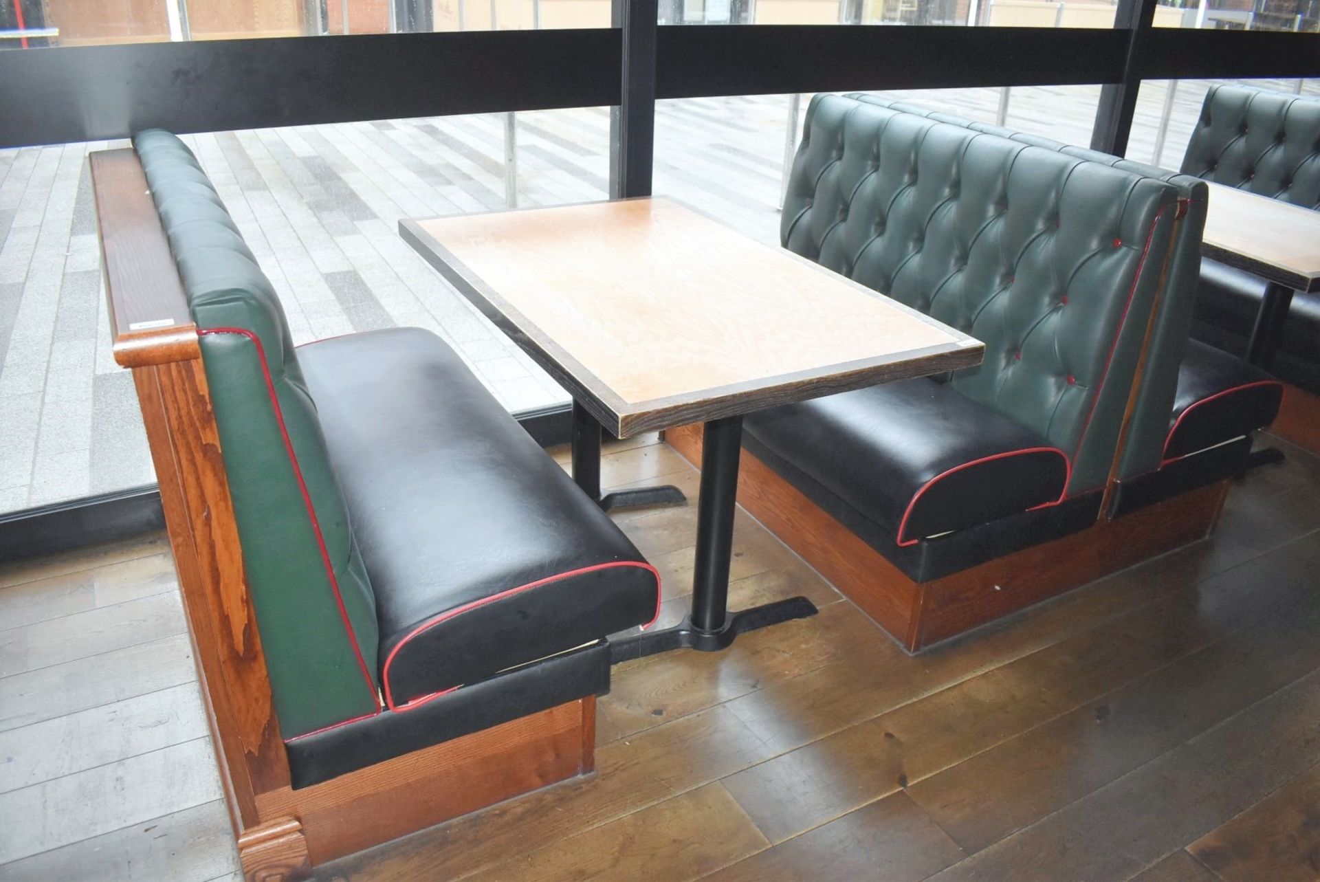 4 x Sections of Restaurant Double Booth Seating - Sits Up to 12 Persons - Green & Black Upholstery - Image 2 of 24