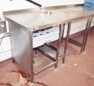 1 x Stainless Steel Prep Table With Tap and Upstand - Dimesions: W150 x D75 x H95cm