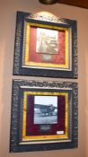 2 x Wall Pictures Depicting Historical American Adventurers in Ornate Frames - Size: 50 x 50 cms