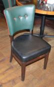 8 x Contemporary Button Back Restaurant Chairs - Upholstered in Green & Black Faux Leather