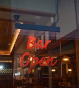 1 x 'BAR OPEN' Illuminated Restaurant Sign - Size: W50 x H57cm / 60cm Drop - From a Popular