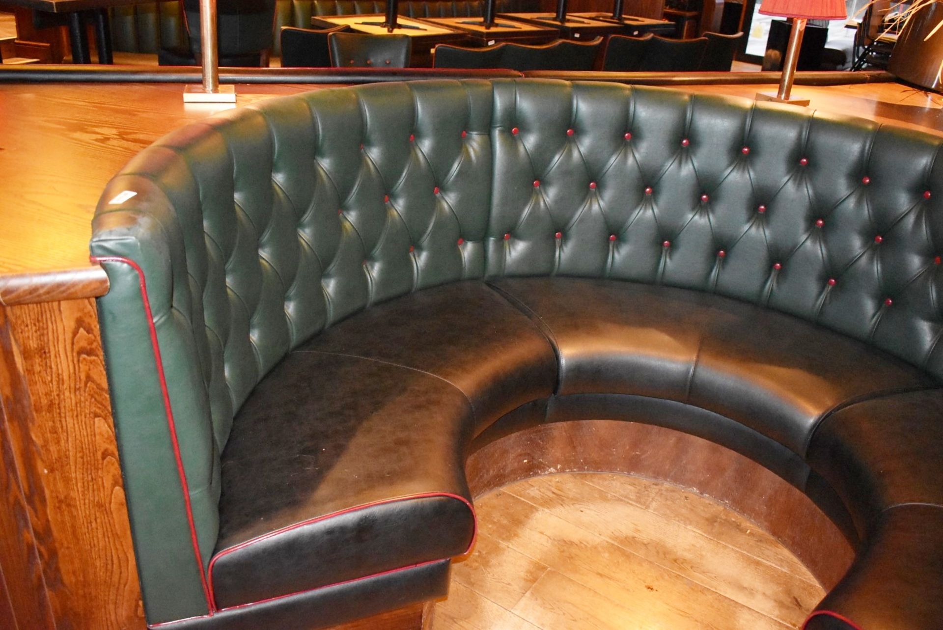 1 x Restaurant C-Shape 6 Person Seating Booth - Green and Black Studded Leather Upholstery - Image 8 of 8