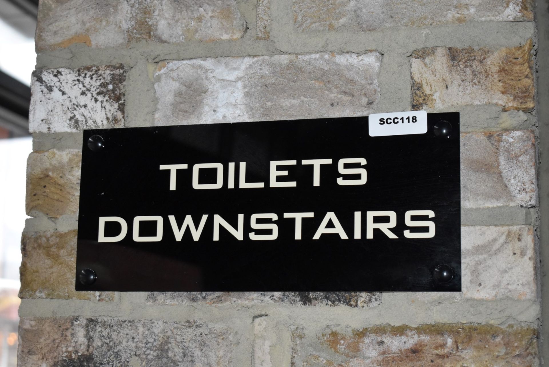 2 x Wall Signs - Toilets Downstairs - Size: 35 x 15 cms - Image 2 of 2