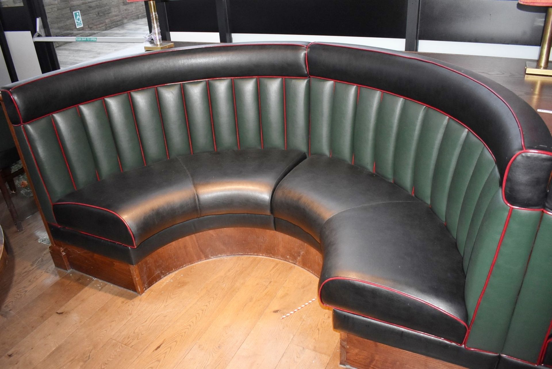 2 x Restaurant C-Shape 4 Person Seating Booth - Green and Black Vertical Fluted Back Upholstery - Image 12 of 13