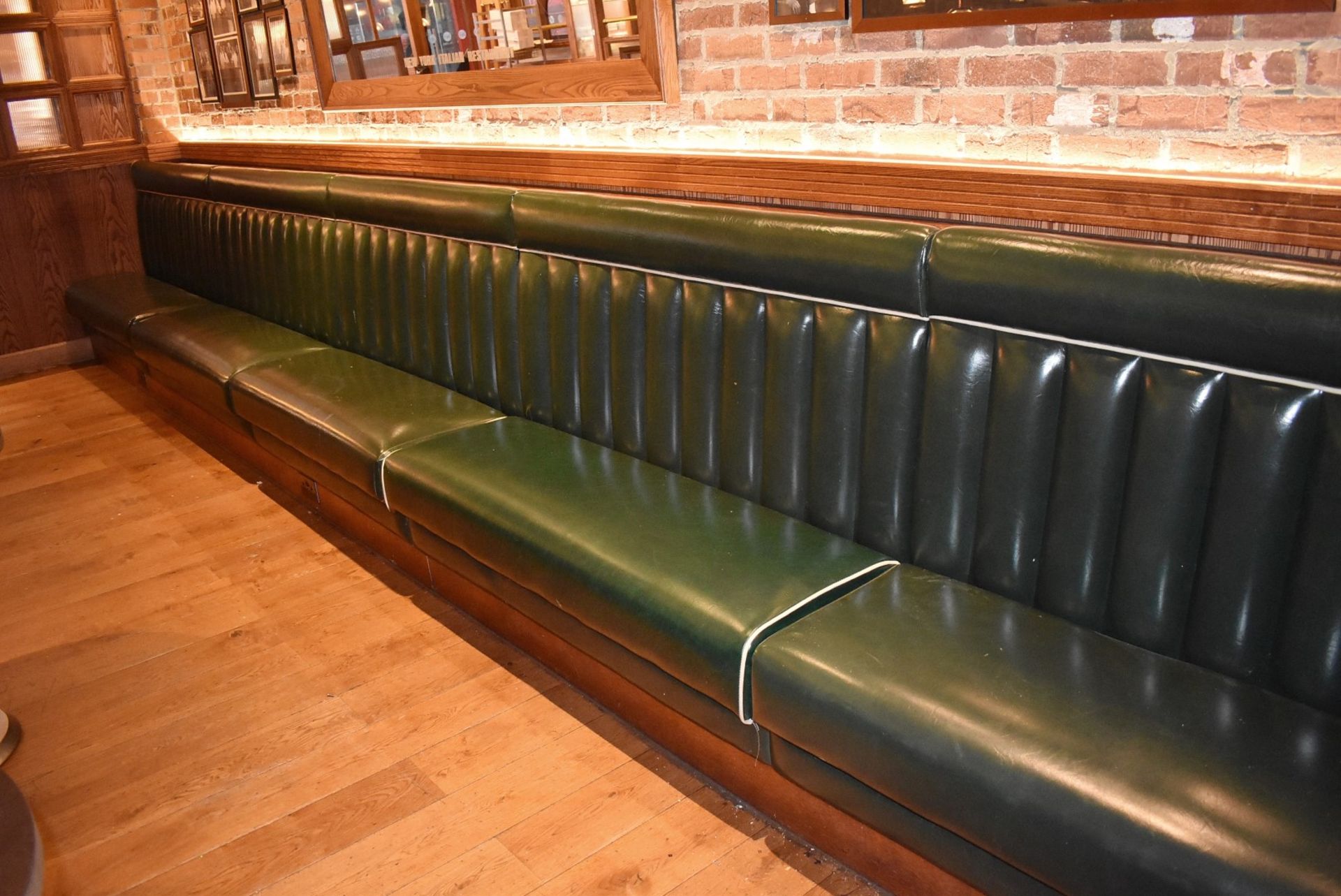 7.1-Metres Of Restaurant Booth Seating (5 x Sections) - Upholstered In Dark Green Faux Leather - Image 2 of 5