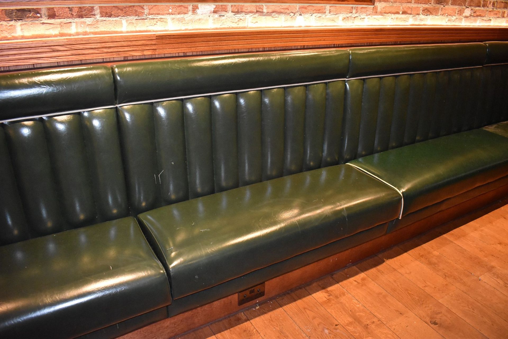 7.1-Metres Of Restaurant Booth Seating (5 x Sections) - Upholstered In Dark Green Faux Leather - Image 5 of 5