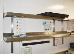 8 x Stainless Steel Wall Mounted Shelves With Mounting Brackets - Sizes W135 cms x D30 cms