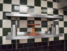 2 x Stainless Steel Wall Mounted Shelves - Dimensions: W95 x D30cm - From a Popular Diner