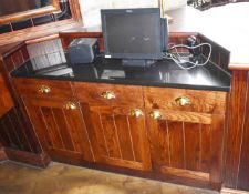 1 x Dumbwaiter With Two Door Cupboard, Drawers, Dark Stain Finish and Granite Worktop