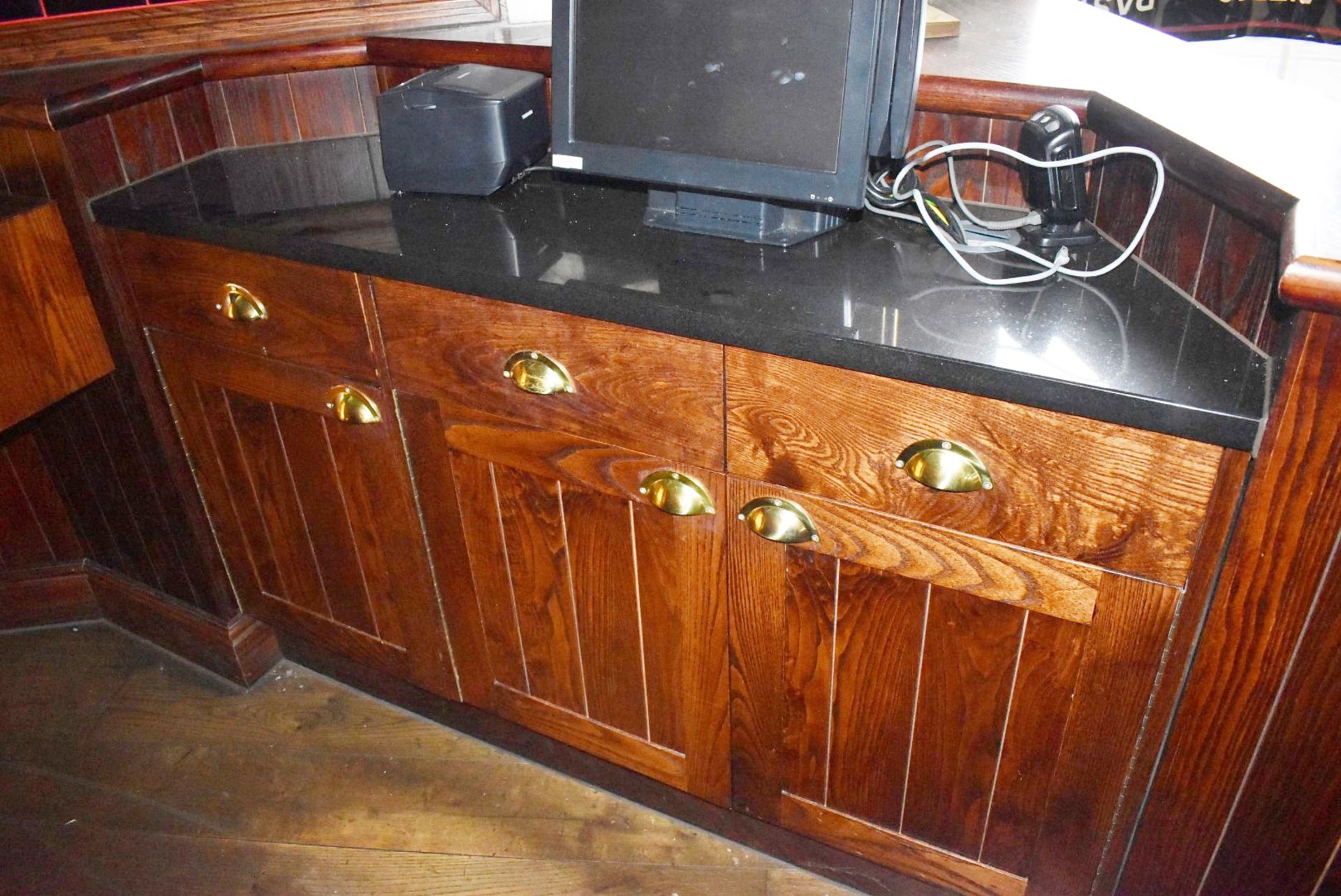 1 x Dumbwaiter With Two Door Cupboard, Drawers, Dark Stain Finish and Granite Worktop - Image 2 of 7