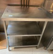 1 x Stainless Steel Prep Table With Two Undershelves - Approx 800 X 600 X 1000Mm - Ref: BGC038 -