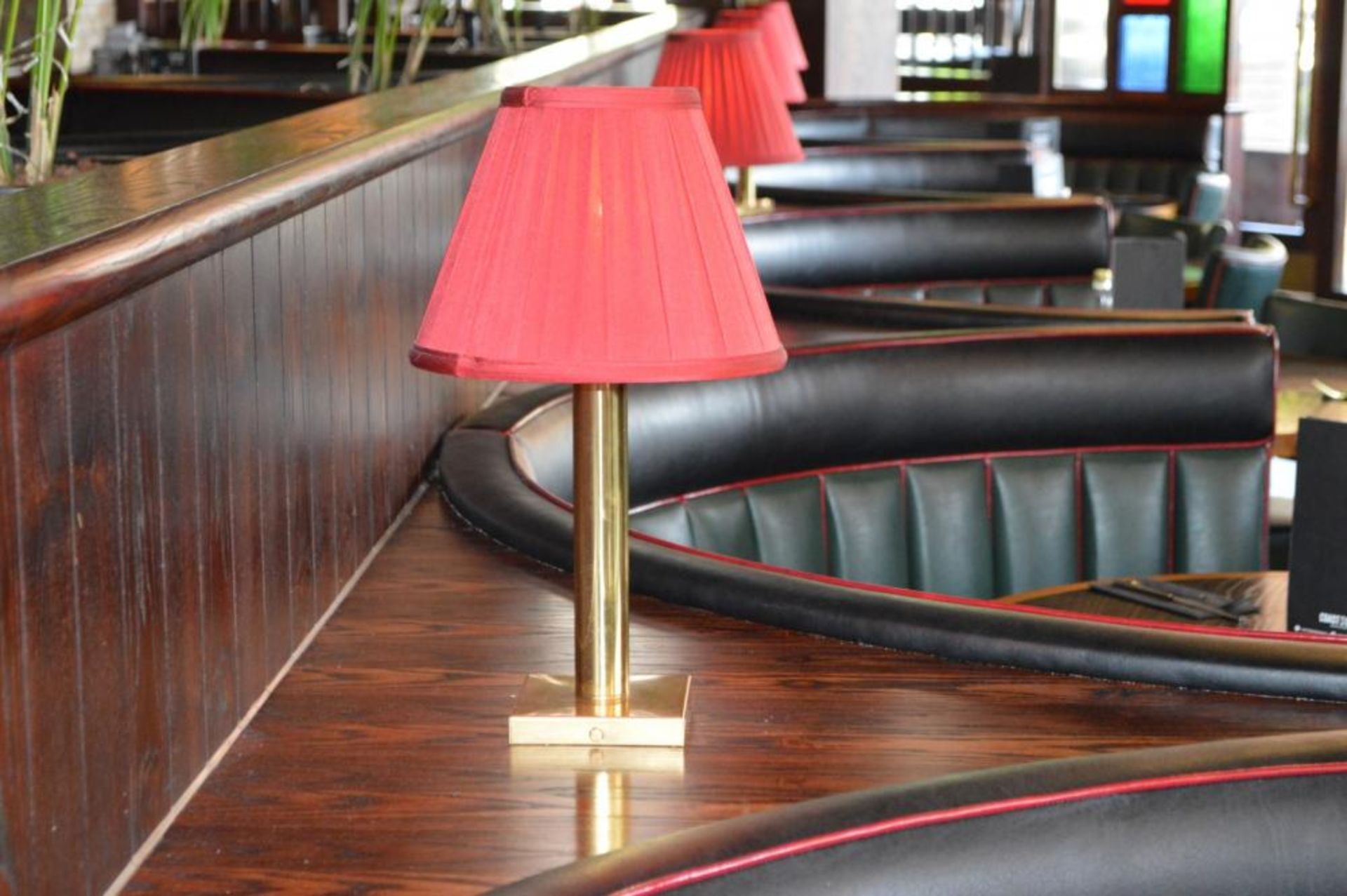 5 x Fixed Table Lamps With a Brass Finish and Red Shades -Total Height 46cms - Image 2 of 3