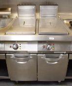 1 x Angelo Po Twin Tank Gas Fryer With Covers and Baskets - AISI 304 Stainless Steel Construction