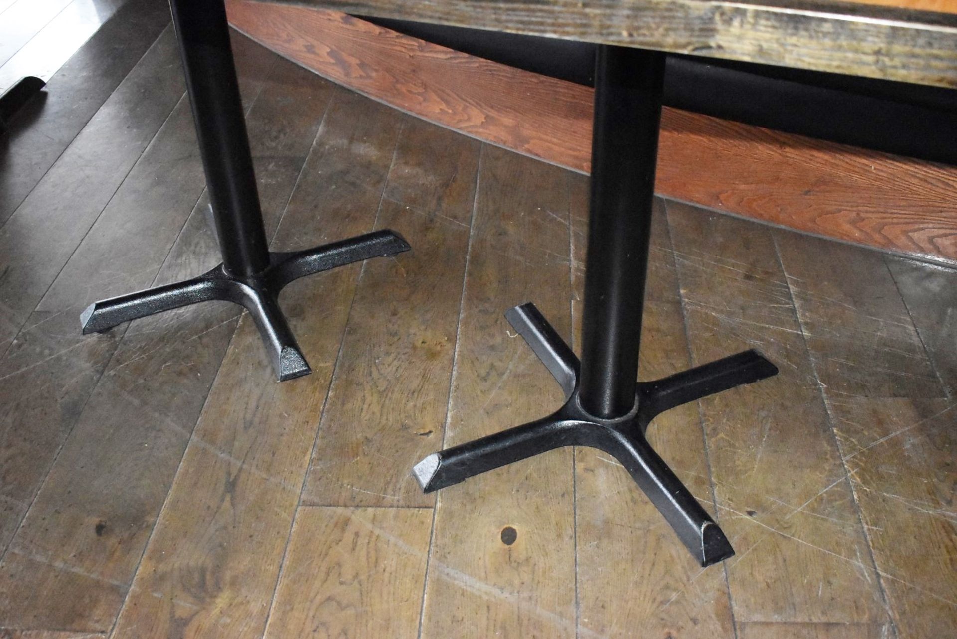 2 x Restaurant Dining Tables - Seats 2 Persons Per Table - Two Tone Wooden Top and Cast Iron Bases - Image 5 of 5
