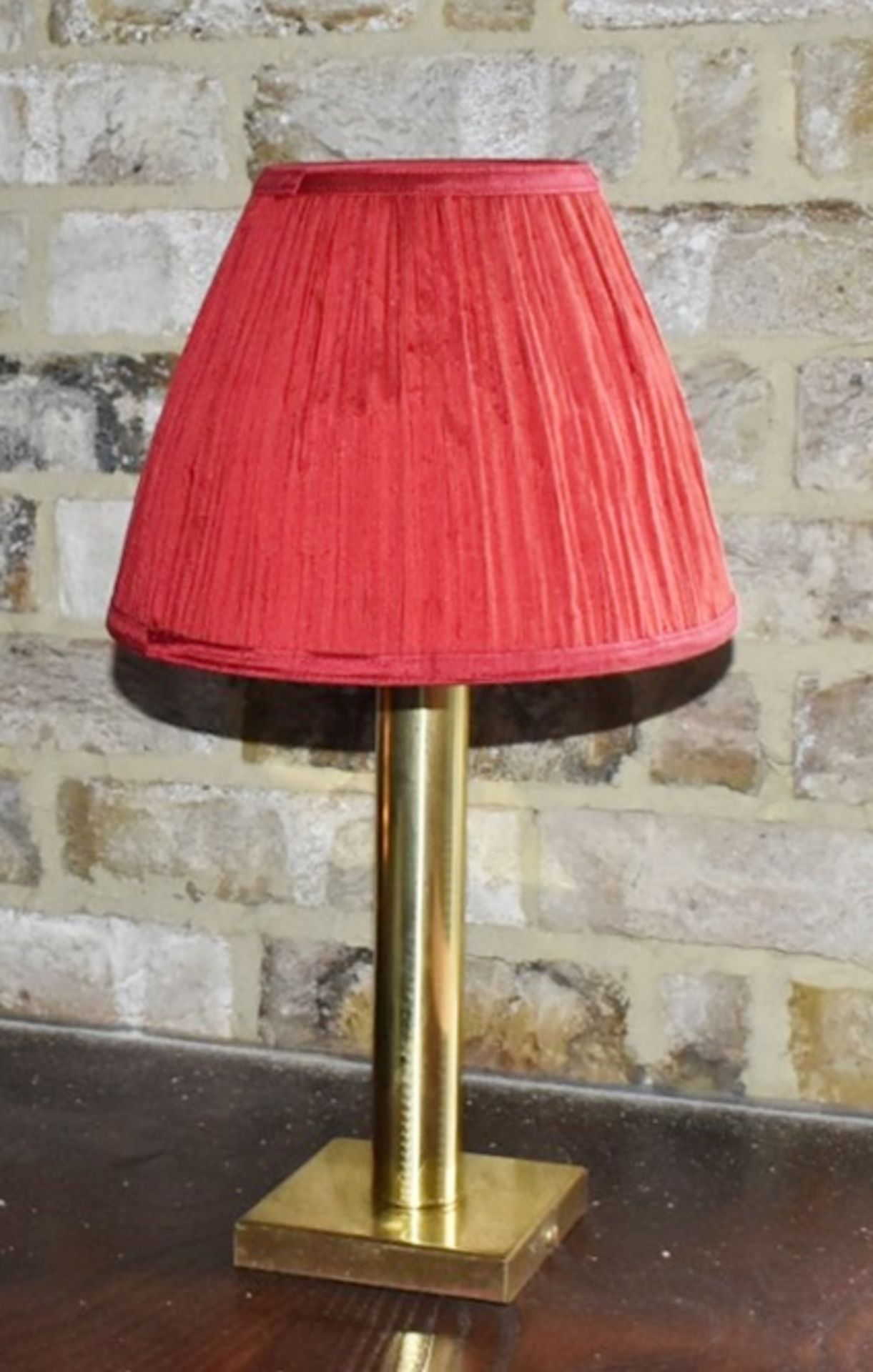 5 x Fixed Table Lamps With a Brass Finish and Red Shades -Total Height 46cms - Image 3 of 3