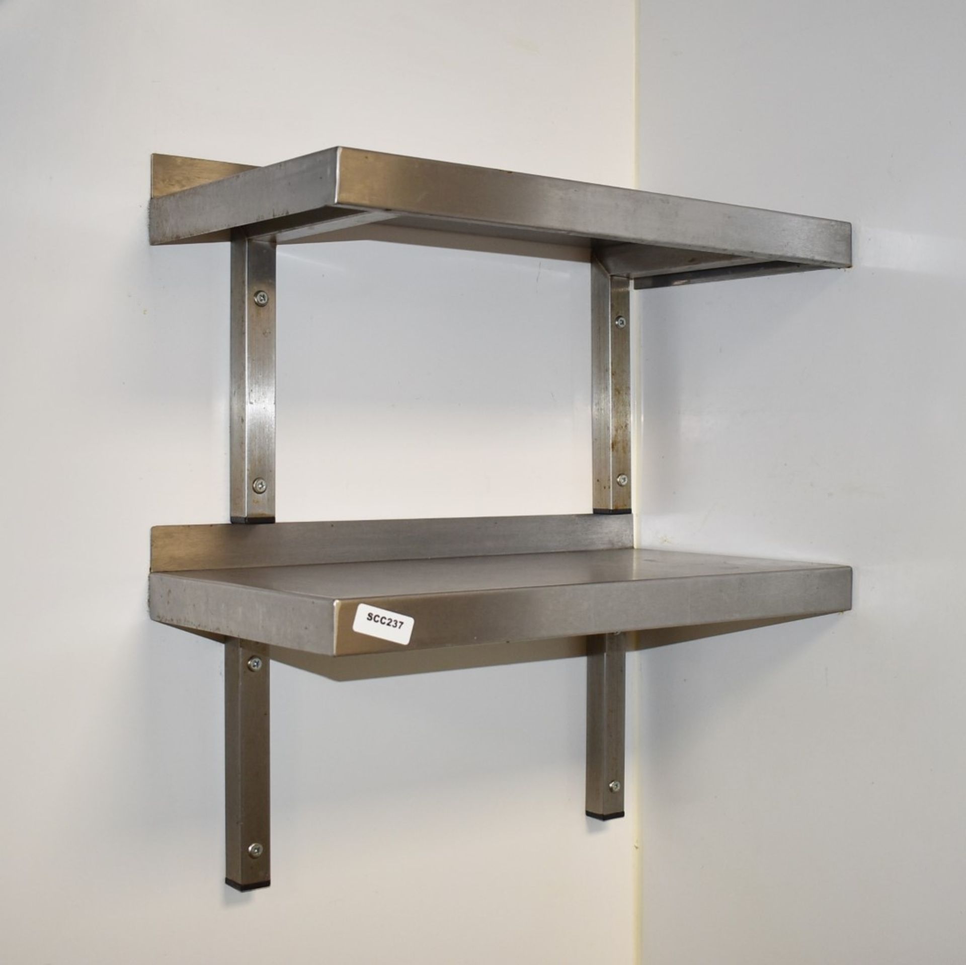 6 x Stainless Steel Wall Mounted Shelves With Mounting Brackets - Sizes W57/W104/W156 cms 2 of Each - Image 3 of 5