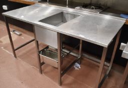 1 x Stainless Steel Commercial Prep Table With Upstand - Dimensions: 161 x D70 x H88cm - From a