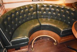 1 x Restaurant C-Shape 6-Person Seating Booth In Green, With Faux Leather Upholstery