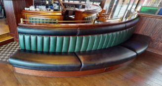 1 x Banqueting Seating Bench - 15ft in Length - Green & Black Upholstery With Vertical Fluted Back