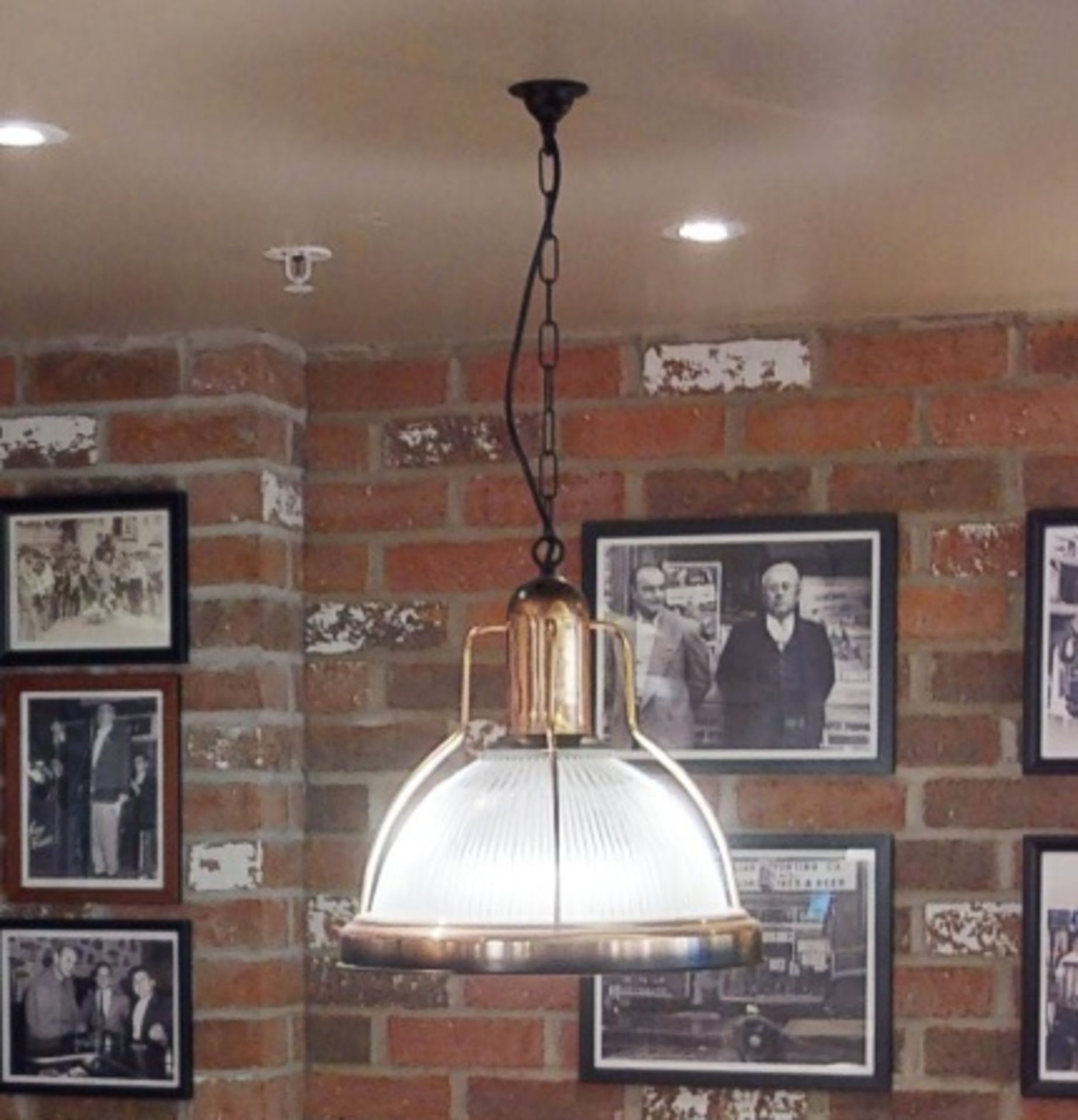 9 x Industrial-style Pendant Light Fittings In Copper With Pleated Glass Shades - Ref: GEN557