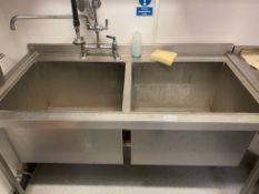 1 x Large Double Bowl Sink Unit In Stainless Steel With Rinse Tap - Approx 1.5M X 0.7M - Ref: BGC018