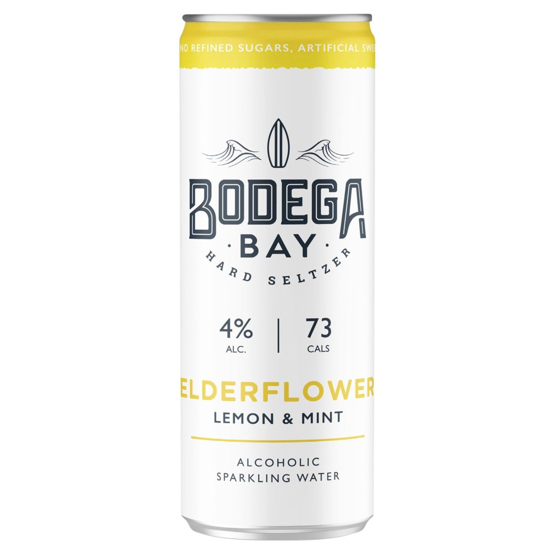 24 x Bodega Bay Hard Seltzer 250ml Alcoholic Sparkling Water Drinks - Elderflower Lemon & Mint -