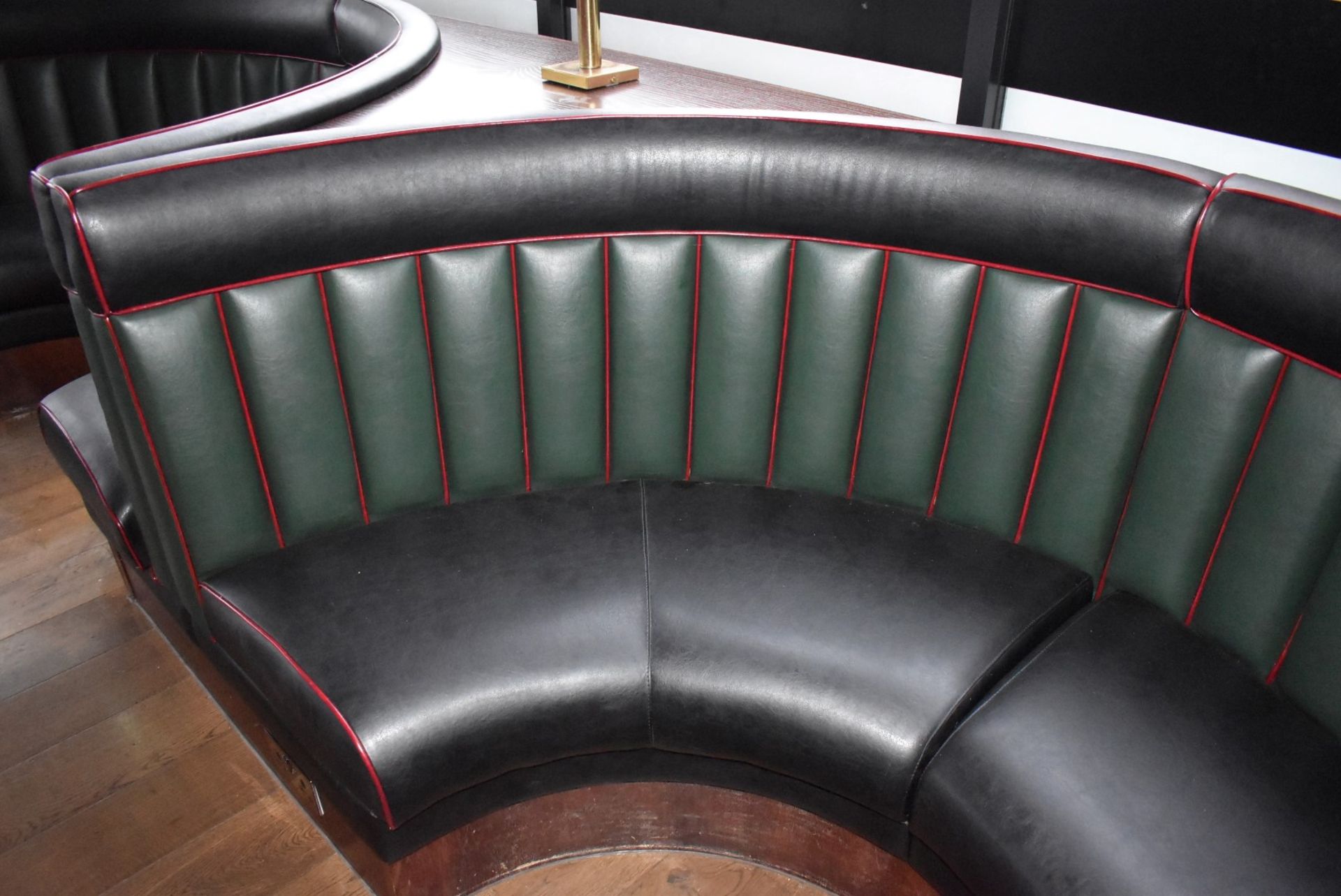 2 x Restaurant C-Shape 4 Person Seating Booth - Green and Black Vertical Fluted Back Upholstery - Image 8 of 13