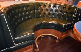 1 x Restaurant C-Shape 6-Person Seating Booth In Green, With Faux Leather Upholstery