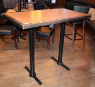 1 x Rectangular Restaurant Poser Table - Seats Upto 4 Persons - Two Tone Wooden Top & Cast Iron Base