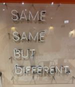 1 x Large Wall Mounted Neon Sign "Same Same But Different" With Plastic Shield Over Front - Ref: