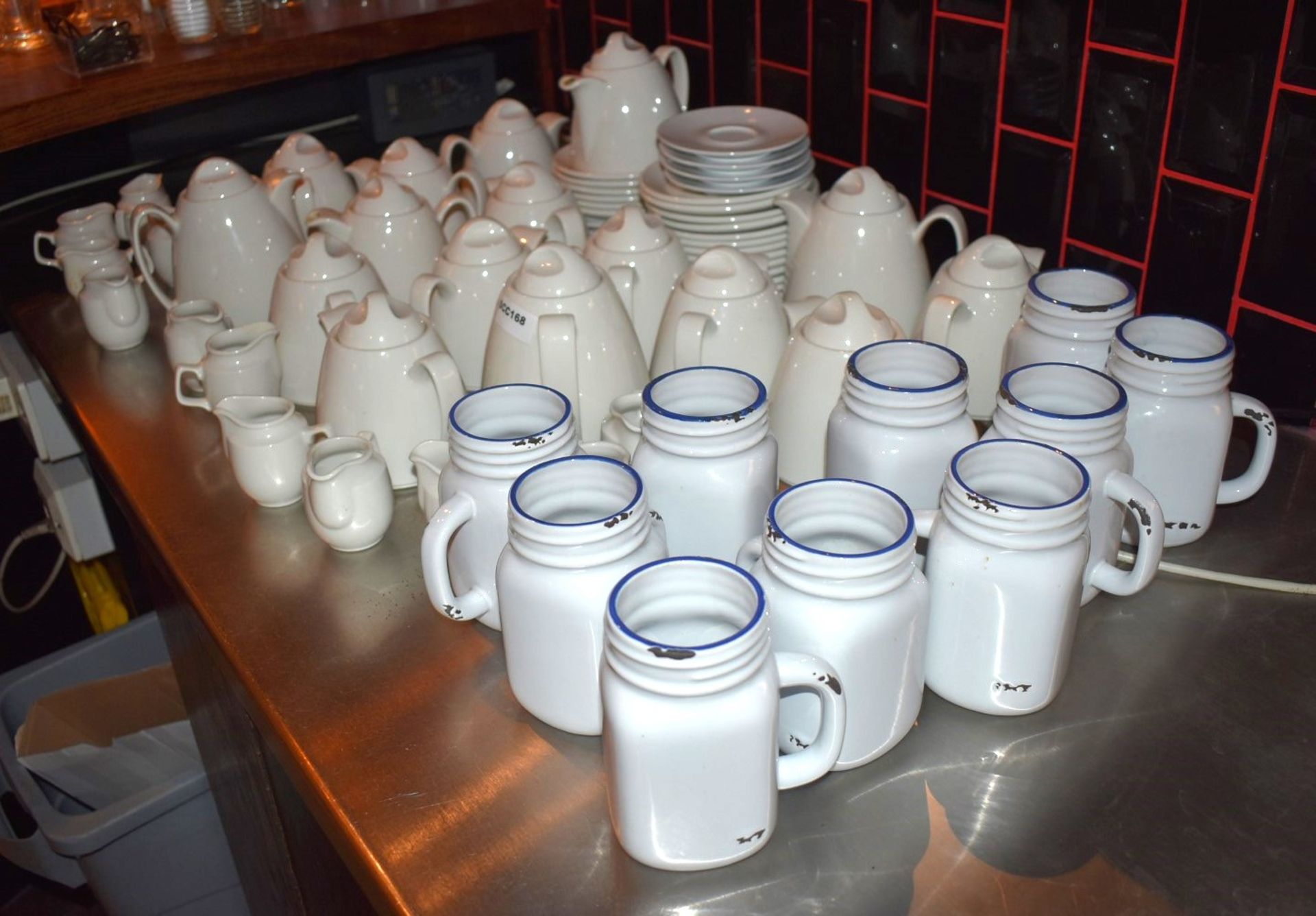 Assorted Collection Ceramic Coffee/Teaware to Include 80 Items - Teapots, Milk Jugs, Saucers & More - Image 2 of 10
