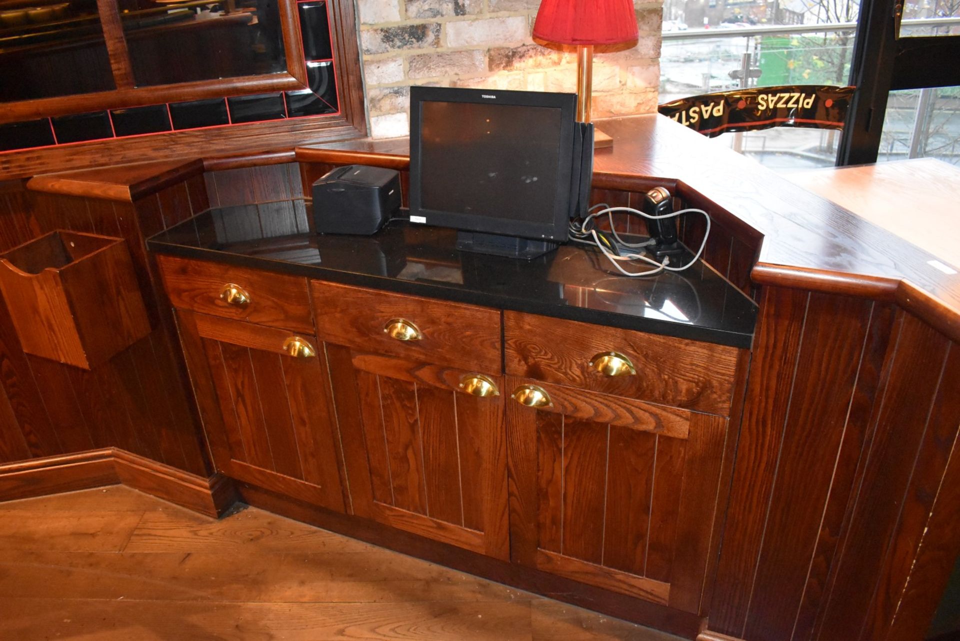 1 x Dumbwaiter With Two Door Cupboard, Drawers, Dark Stain Finish and Granite Worktop - Image 6 of 7