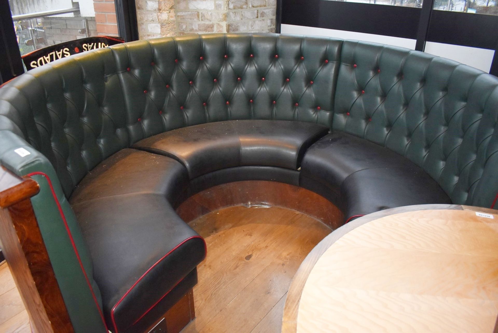 1 x Restaurant C-Shape 6 Person Seating Booth - Green and Black Studded Leather Upholstery - Image 7 of 7