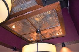 2 x Bespoke Suspended Square Ceiling Panel in Dark Wood With Panelling Inserts - Size: 140 x 140 cms