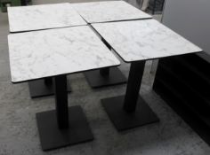 4 x Bistro Tables Featuring 'EXTREMA' Heavy-duty Tops With A White Marble-Style Finish, And Robust