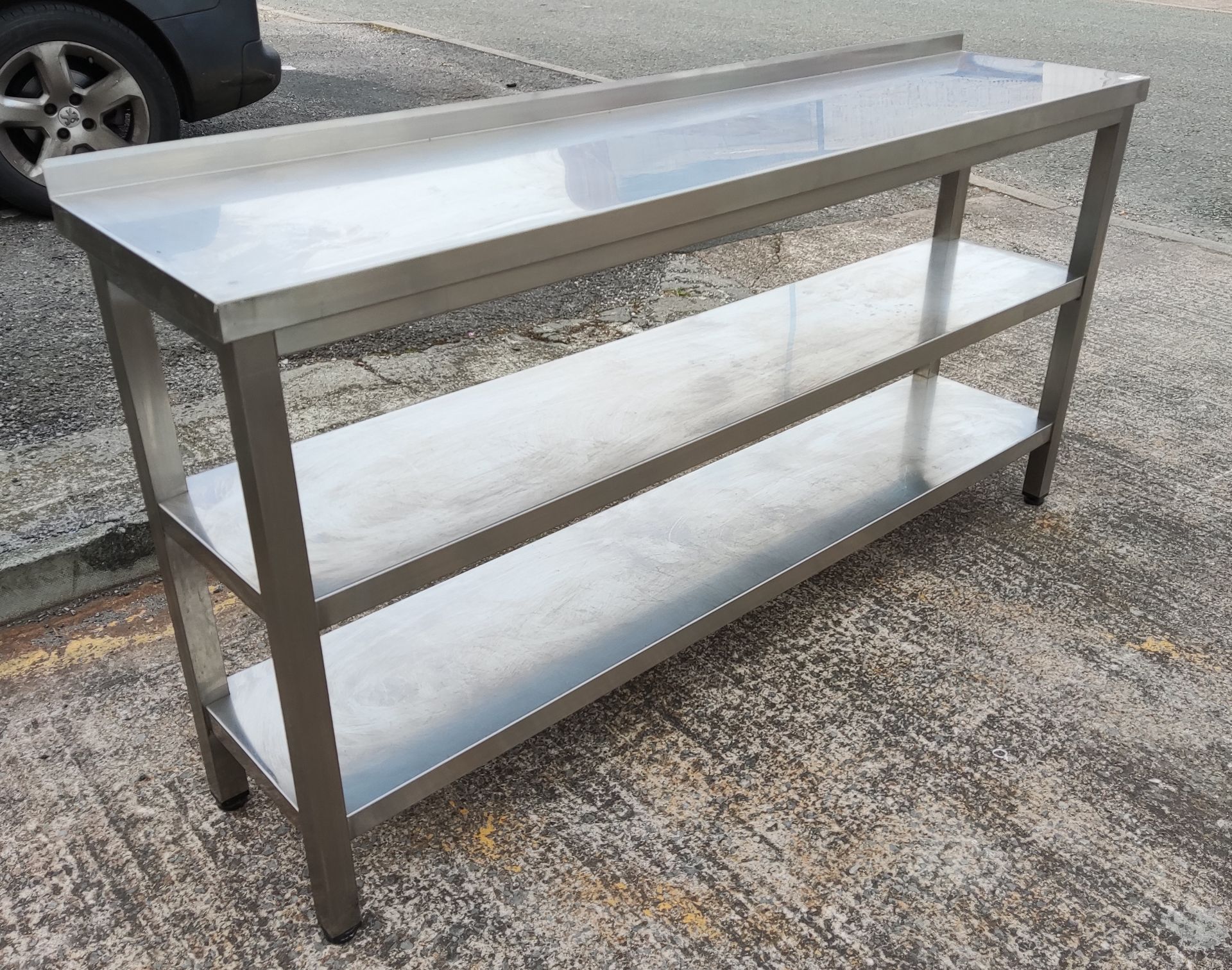 1 x Stainless Steel Prep Bench with Upstand and 2 Shelves - 170cm (L) x 40cm (W) x 86cm (H) - - Image 3 of 5